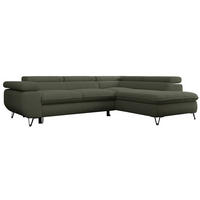 ECKSOFA PEDRO L Grün Boucle - Rechts Seite - Schwarz/Grün, Textil/Metall (273/208cm) - MKS
