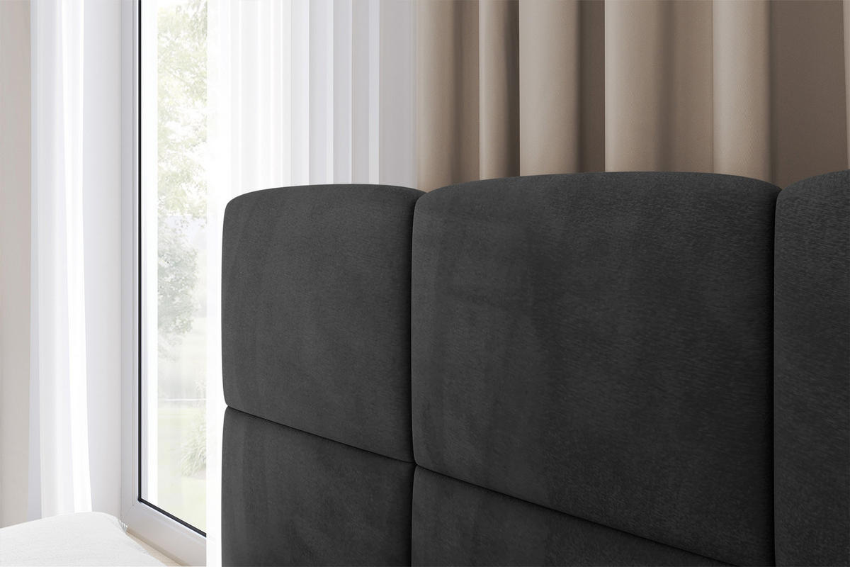 EINZELBETT Jugendbett mit Bettkasten Rechts, ohne Matratze - LIVY 80x200 Schwarz - Schwarz, Holzwerkstoff/Textil (80/200cm) - ALTDECOR