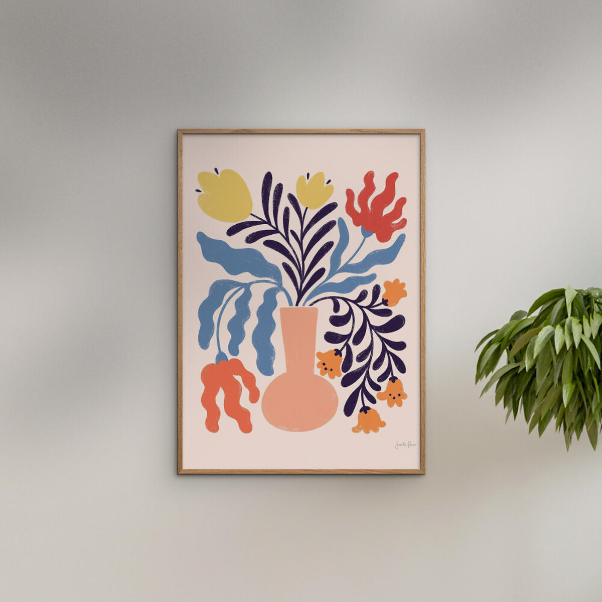 POSTER mit Rahmen Wild Apple - Floral No. 1 - Eichefarben/Multicolor, Holz/Papier (30/40cm) - Poster&Frame