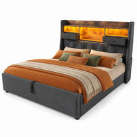 POLSTERBETT 160/200 mit Bettkasten, LED und USB in Grau - Grau, Holzwerkstoff/Textil (160/200cm) - EVRYAE