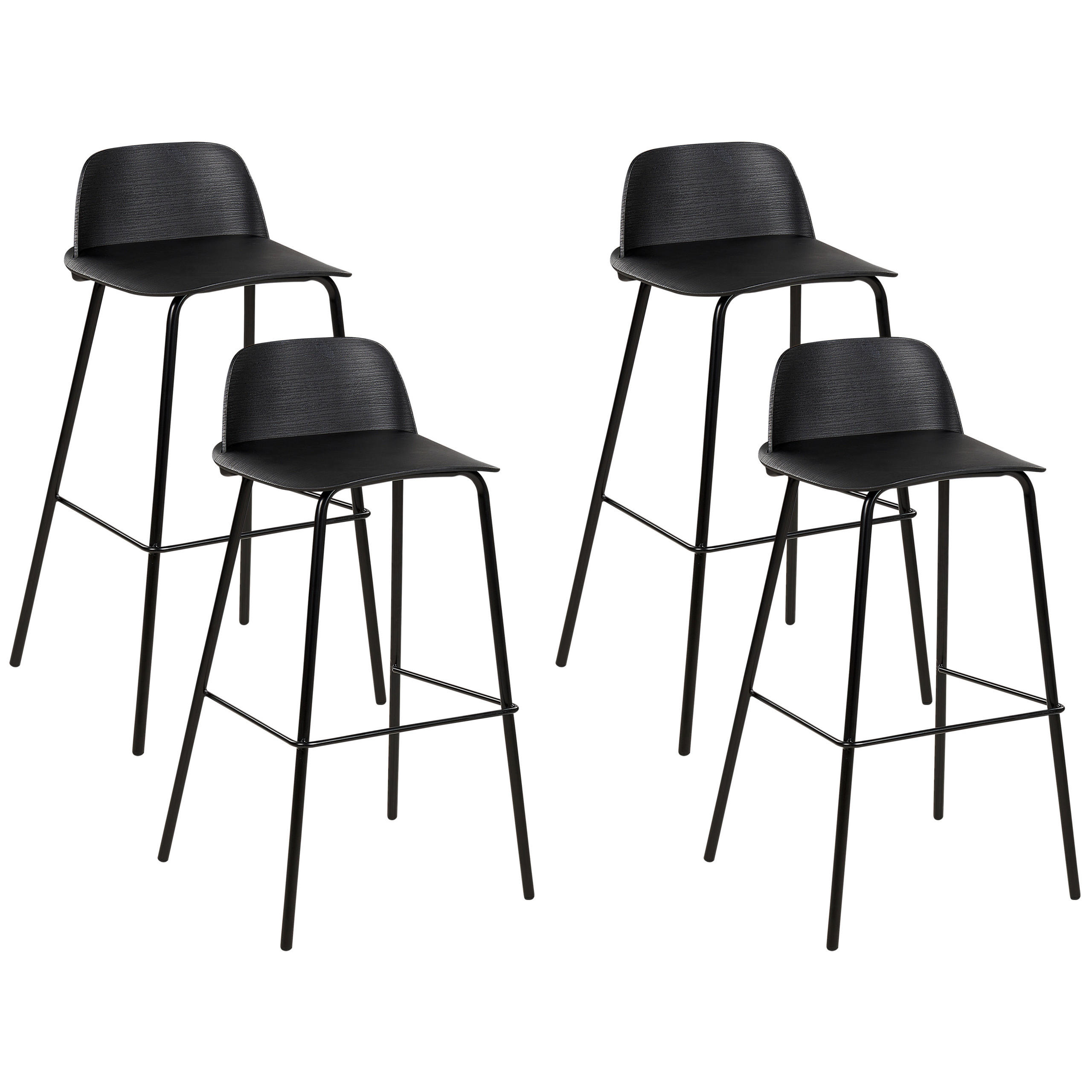 BARHOCKER 4er-Set Kunststoff Schwarz Mora - Schwarz, Kunststoff/Metall (48/90/35cm) - Beliani