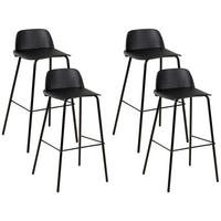 BARHOCKER 4er-Set Kunststoff Schwarz Mora - Schwarz, Kunststoff/Metall (48/90/35cm) - Beliani