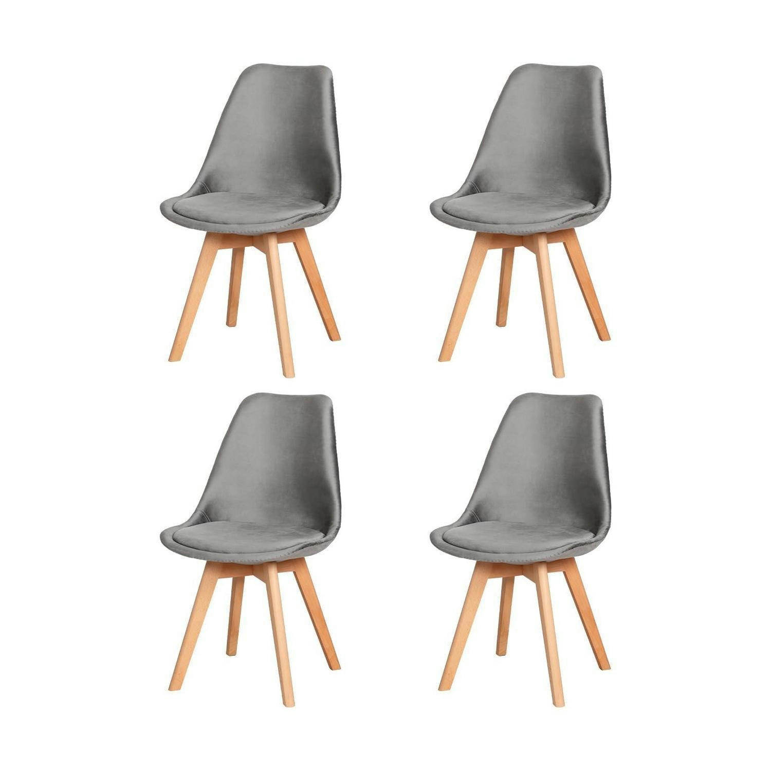 ESSZIMMERSTUHL 4er Set Samt Dunkelgrau Buche Massivholzbeine - Anthrazit, Textil (47.5/82/41cm)