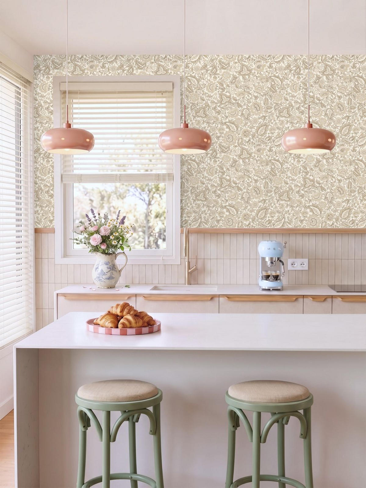 TAPETE Blumenmuster 50 x 900 cm - Beige, Papier (50/900cm) - ESTAhome