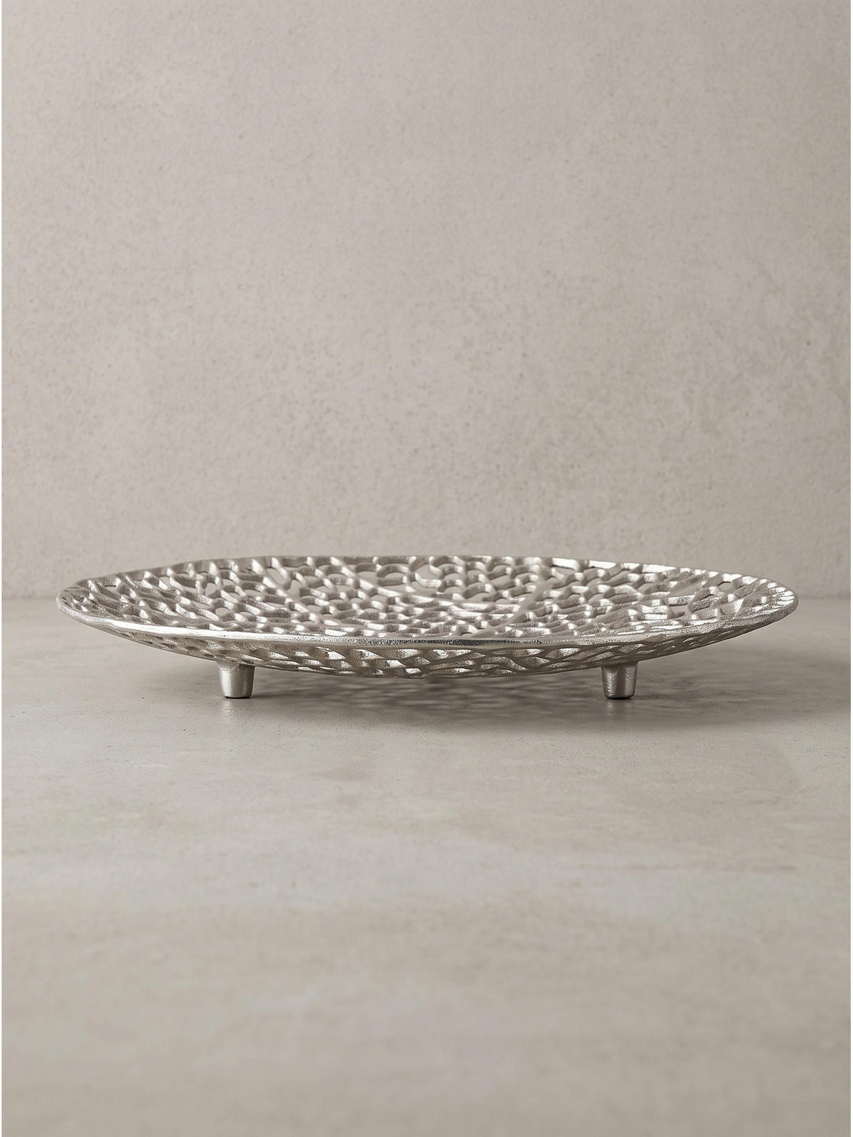 DEKOSCHALE ASTLUX, Aluminium, handgefertigt, Silber, Ø 44 x 4 cm - Silberfarben, Metall (44/4cm) - KADIMA DESIGN