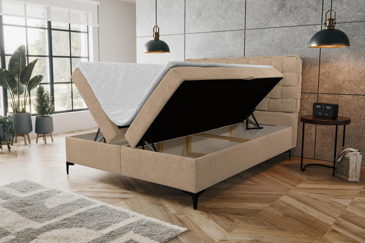BOXBETT ROMA mit zwei Bettkästen H2/H3 Matratze und Topper 160 x 200 cm - Braun, Holzwerkstoff (160/200cm) - VENASI MÖBEL