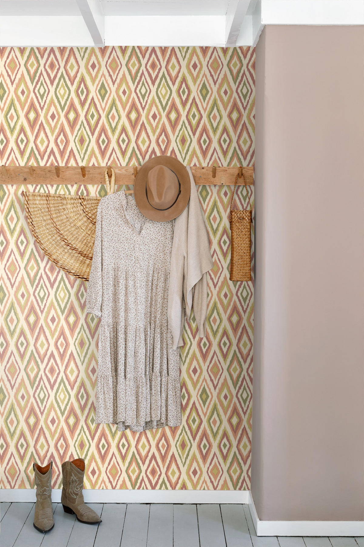 TAPETE Karomuster 50 x 900 cm - Beige, Papier (50/900cm) - ESTAhome