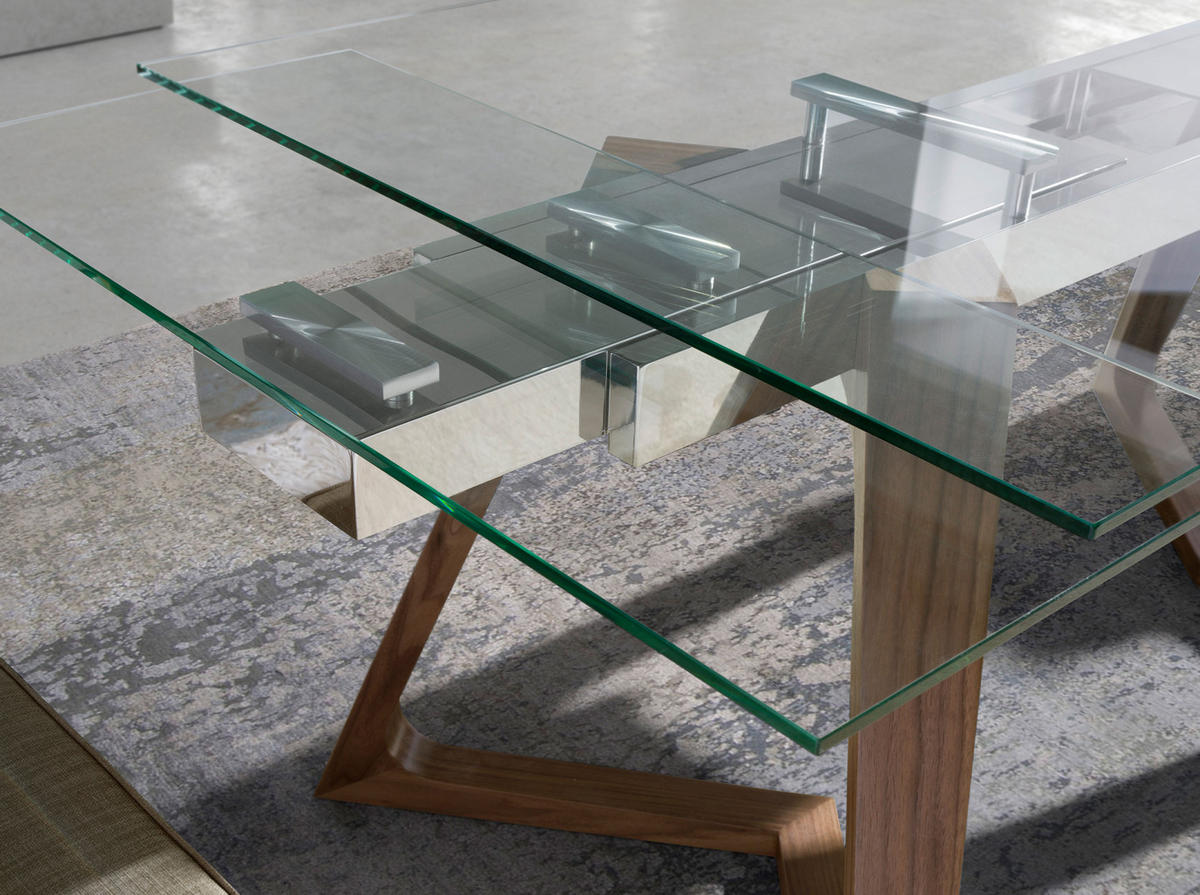 ESSTISCH Rechteckig Glas Walnuss 160/90/75 cm - Transparent/Walnussfarben, Glas (90/160/75cm) - ANGEL CERDA