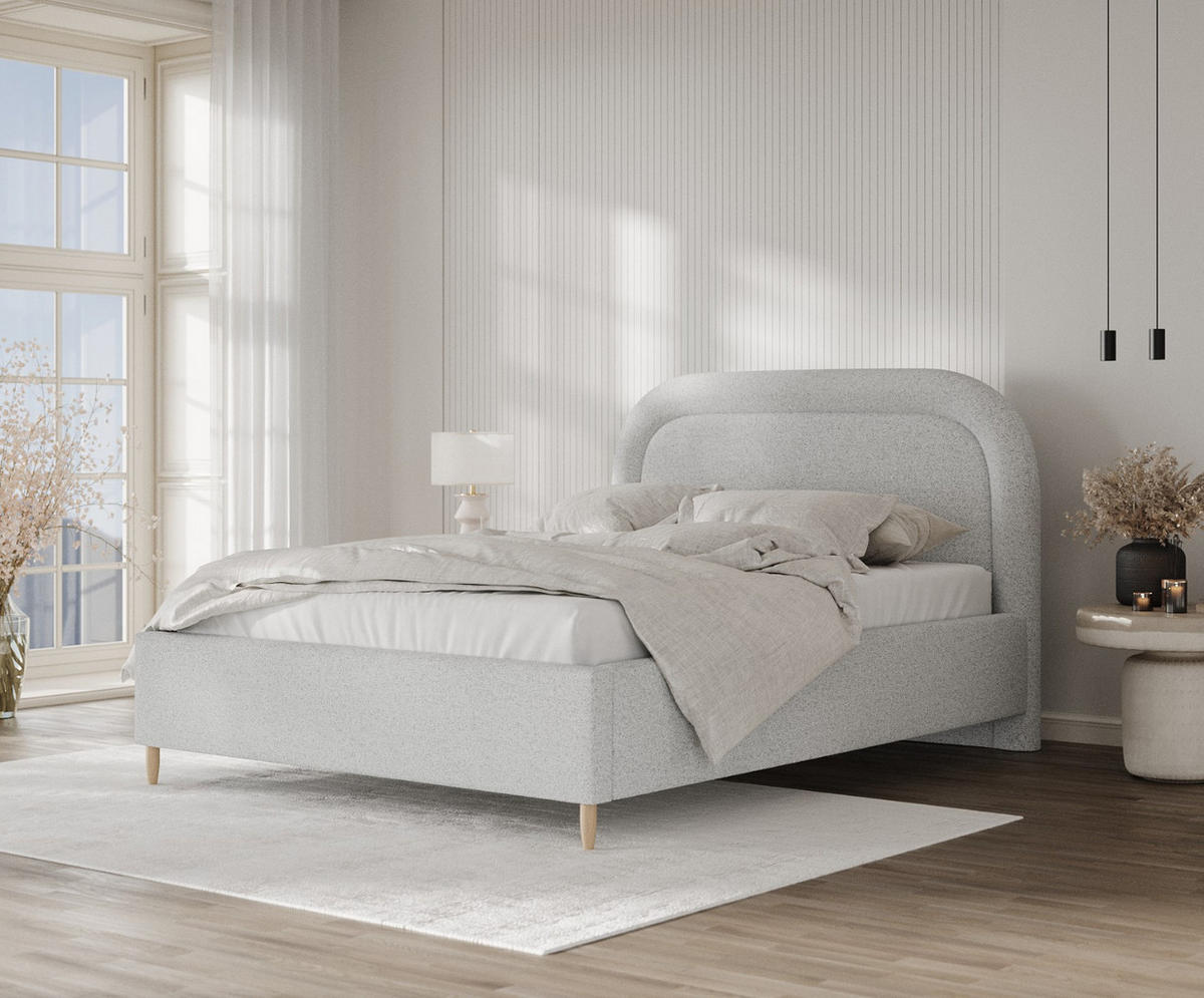 POLSTERBETT Zoya 160/200 cm Hellgrau im Riva Stoff - Hellgrau/Naturfarben, Holz/Holzwerkstoff (160/200cm) - AltaBeds