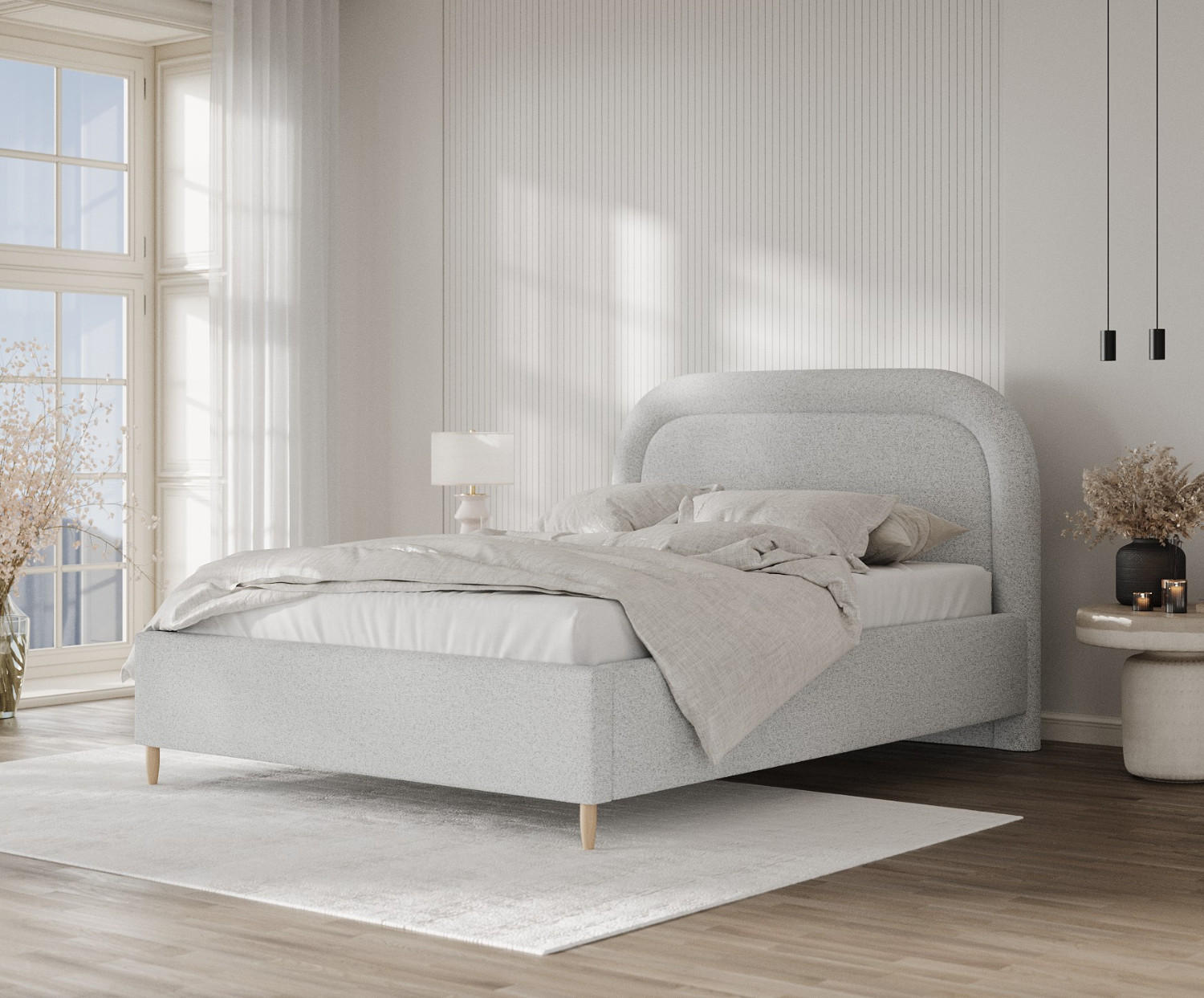 Thumbnail - AltaBeds Polsterbett, Hellgrau, Textil, Buche, Kiefer, 180x200 cm, DIN EN 1021-1, Handmade in Europe, Schlafzimmer, Bett...