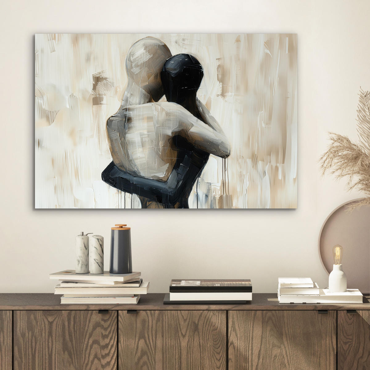 METALLBILD Abstrakt - Liebe - Schwarz und weiß - Modern 60x40 cm - Schwarz, Metall (60/40cm) - MuchoWow