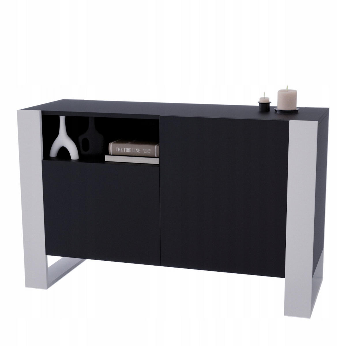KOMMODE Karo 120/75/43.6 - Schwarz/Weiß, Holzwerkstoff (120/75/43.6cm) - RAUMHIRSCH FURNITURE