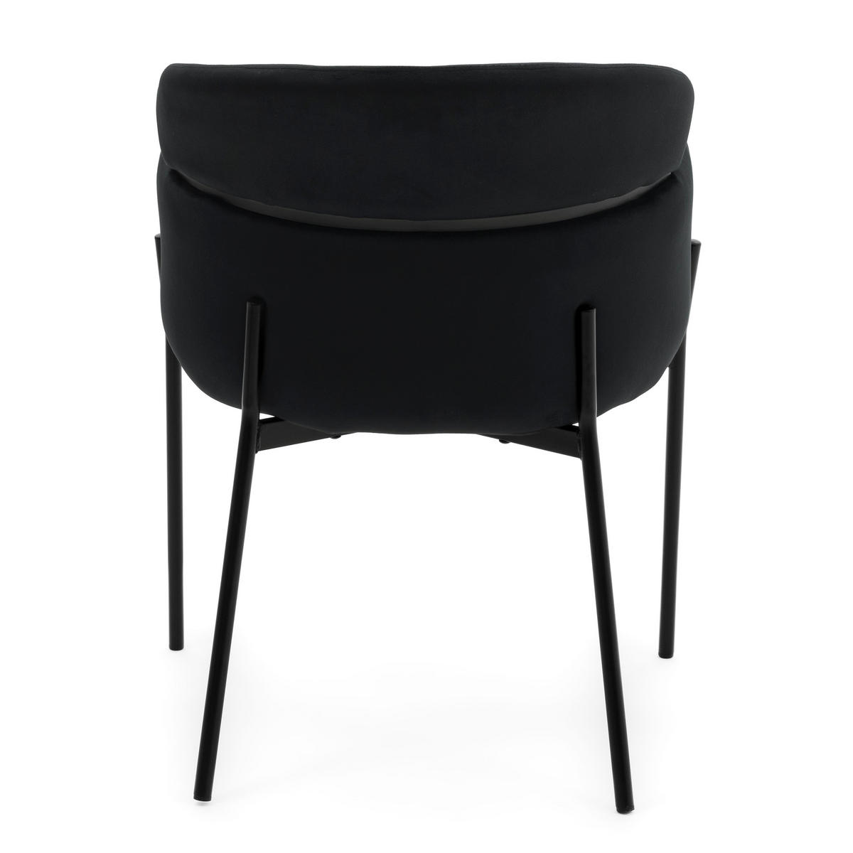 STUHL BOLZANO gepolsterter mit Steppung - schwarz - Samt Velour - Schwarz, Textil/Metall (62/80/61cm) - NEW HOME