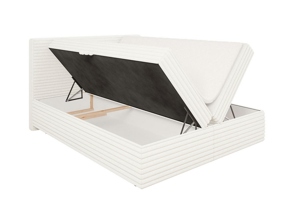 BOXBETT Roma 160/200 cm Hellbeige Plüschcord - Beige/Schwarz, Holz/Kunststoff (160/200cm) - S-Style Möbel