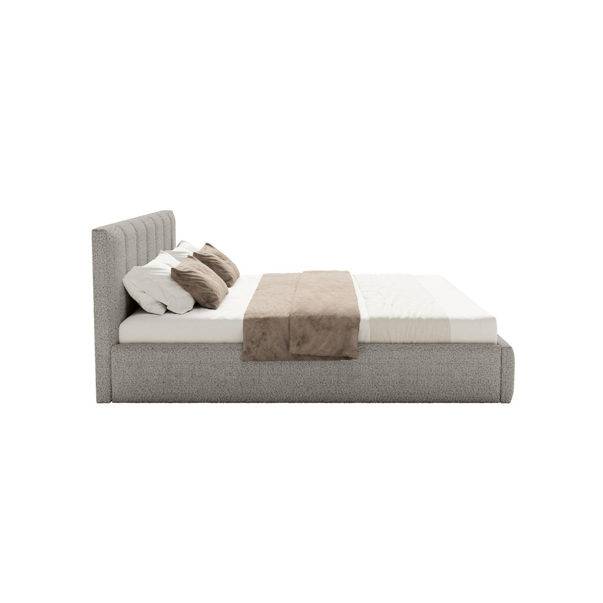 POLSTERBETT Torao 140x200 cm, Hellgrau - Grau, Textil (140/200cm) - Fedve