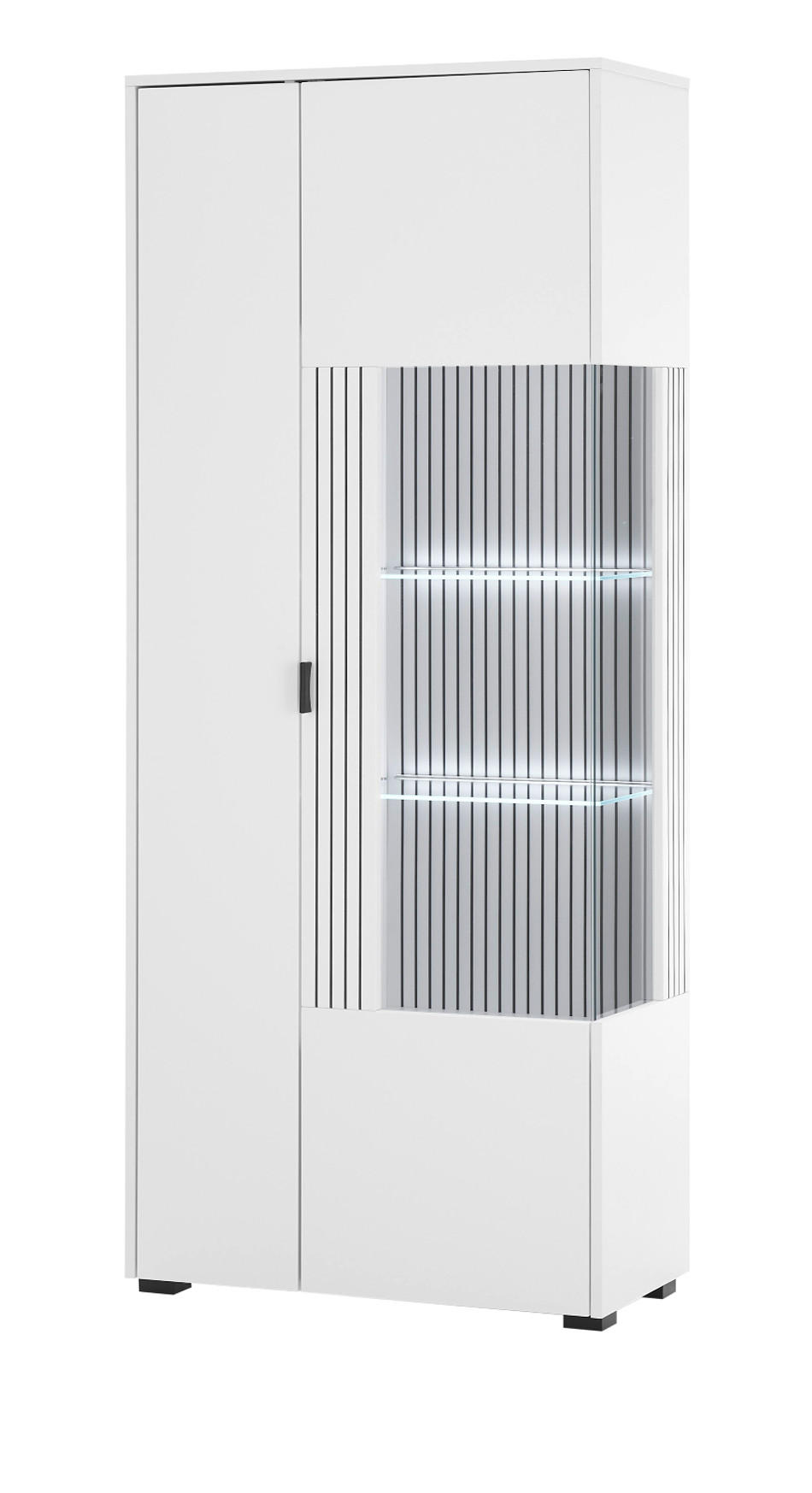 VITRINE weiß matt, Vitrinenschrank 75 x 180 cm - Schwarz/Weiß, Holzwerkstoff/Kunststoff (75/180/38cm) - Furn.Design
