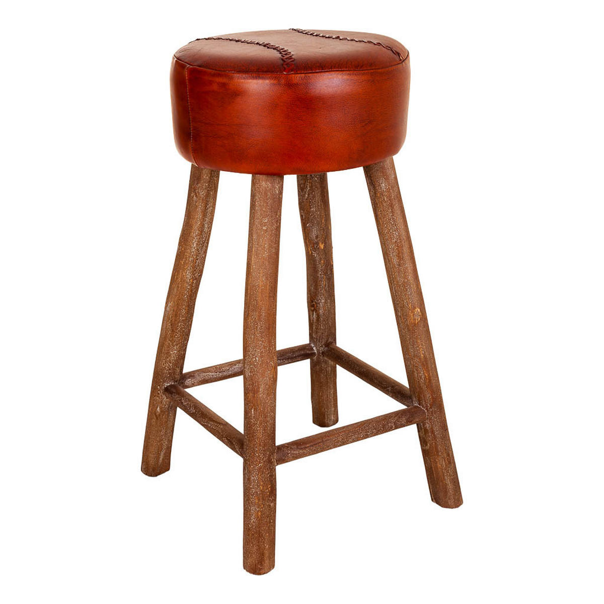 HOCKER, rot, 41x78cm - Braun, Holz (41/41/78cm) - Wanderlust