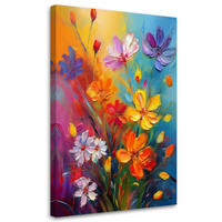 LEINWANDBILD Blumenwiese abstrakt bunt 40x60cm - Multicolor, Textil (40/60cm) - Feeby