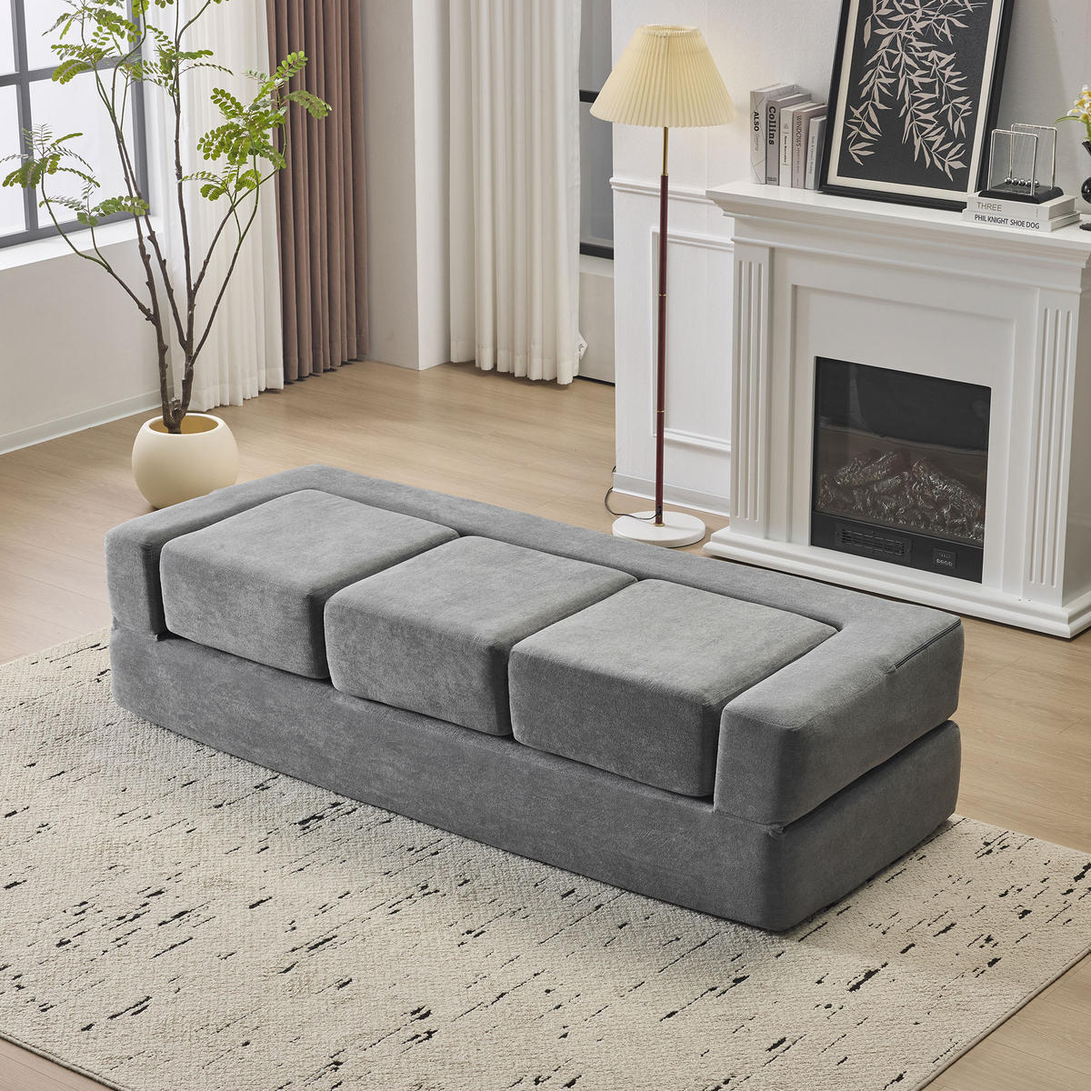 SCHLAFSOFA DE-34995 modular mit Schlaffunktion Grau - Grau, Textil (75.5/50/201cm) - ComfortXL