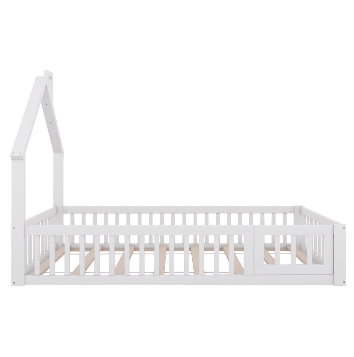 KINDEREINZELBETTEN aus Kiefernholz & MDF 90x200 cm in Weiß mit Lattenrost & Sicherheitsgitter - Weiß, Holz (90/200cm) - Modfu