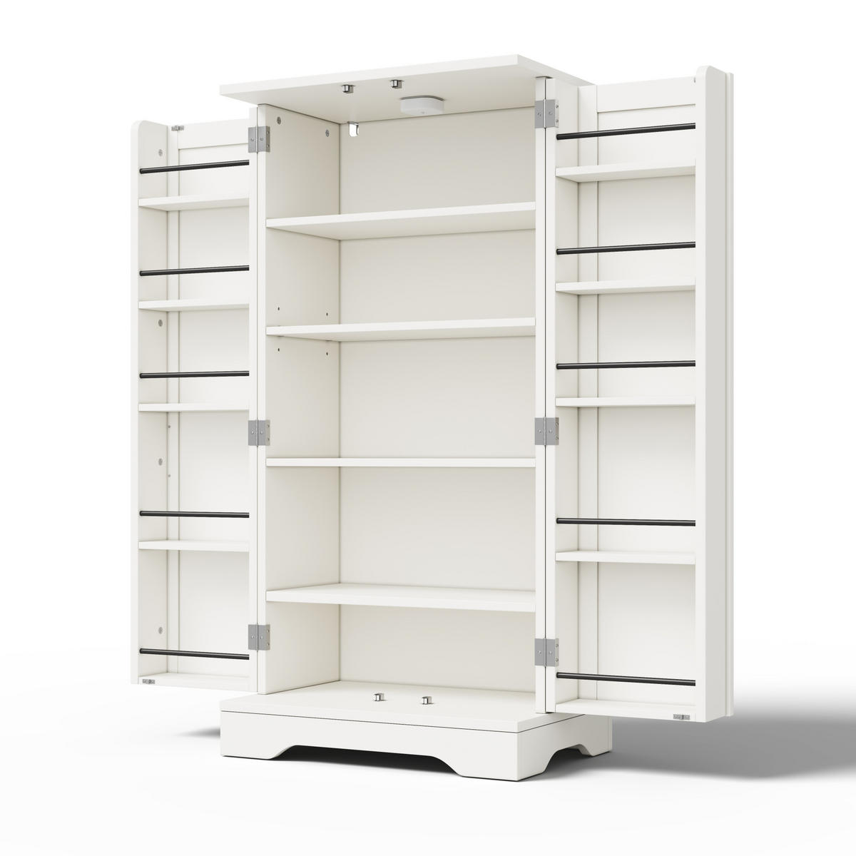 HOCHSCHRANK mit LED-Sensorlicht 120 x 60 x 40 cm MDF Weiß - Weiß, Holzwerkstoff (40/120/60cm) - Meubliv
