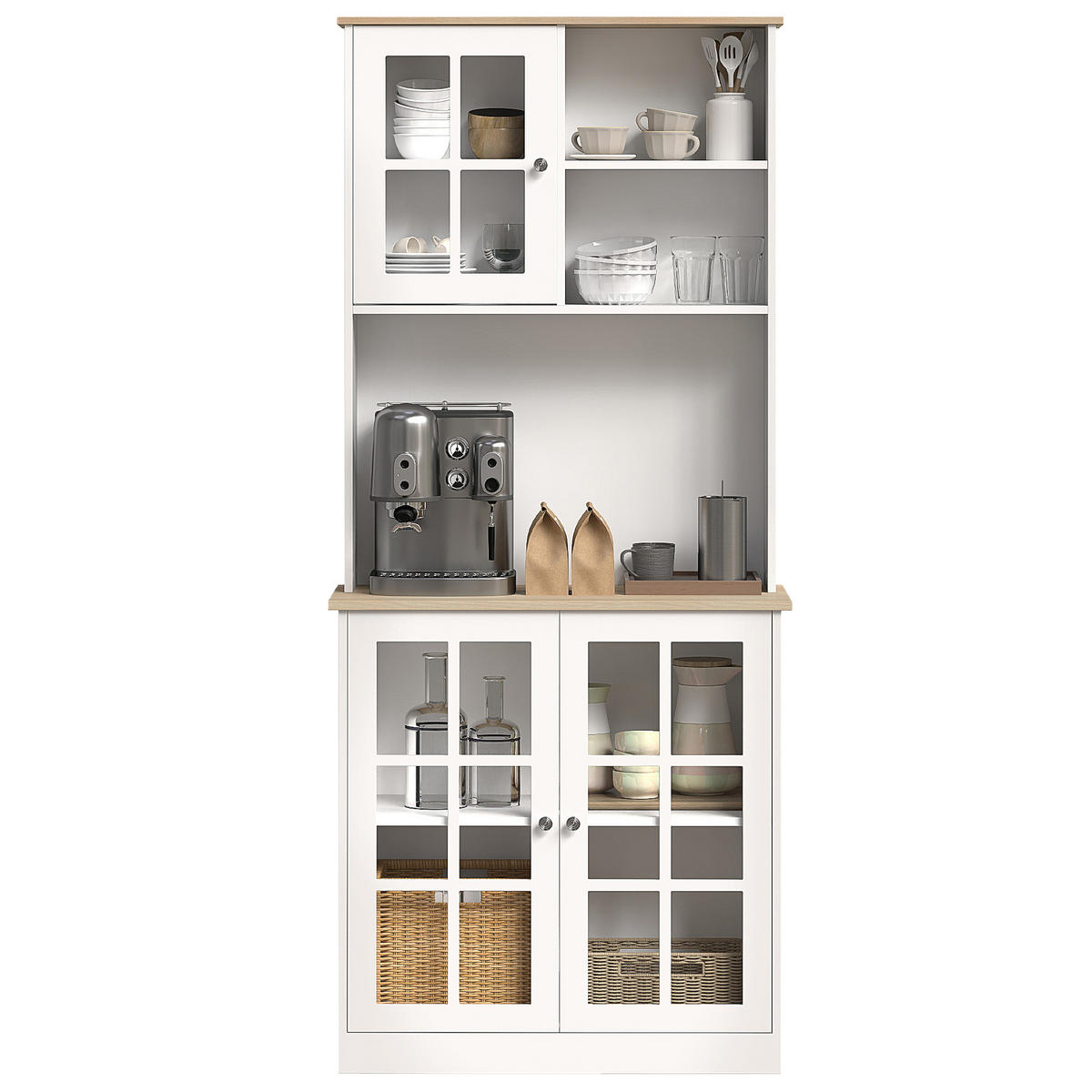KÜCHENSCHRANK Weiß Eichefarben 80/37/183 cm - Weiß, Holz (80/183/37cm) - PANGIVO