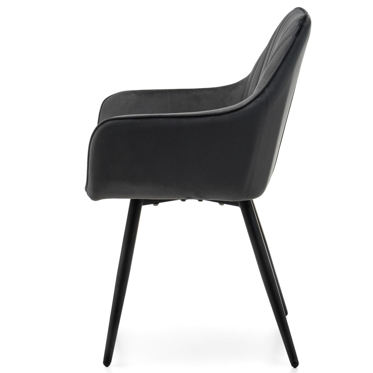 STUHL PASSO gepolstert mit Steppung - grau - Samt Velours - Schwarz/Grau, Textil/Metall (58/87/60cm) - NEW HOME