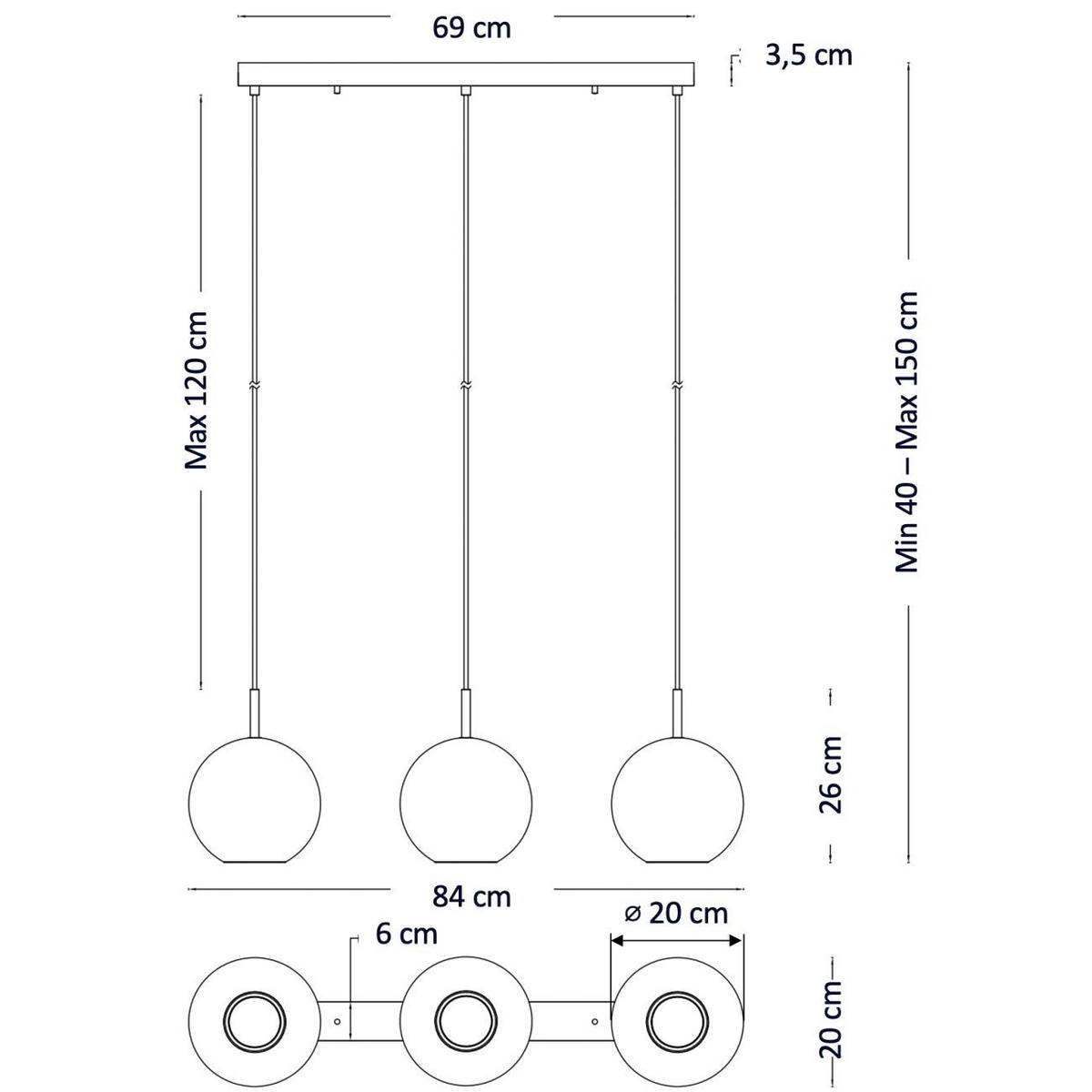 HÄNGELEUCHTE Gica, Transparent und verchromt, 84cm - Transparent, Glas (84/20/26cm) - KOSILUM