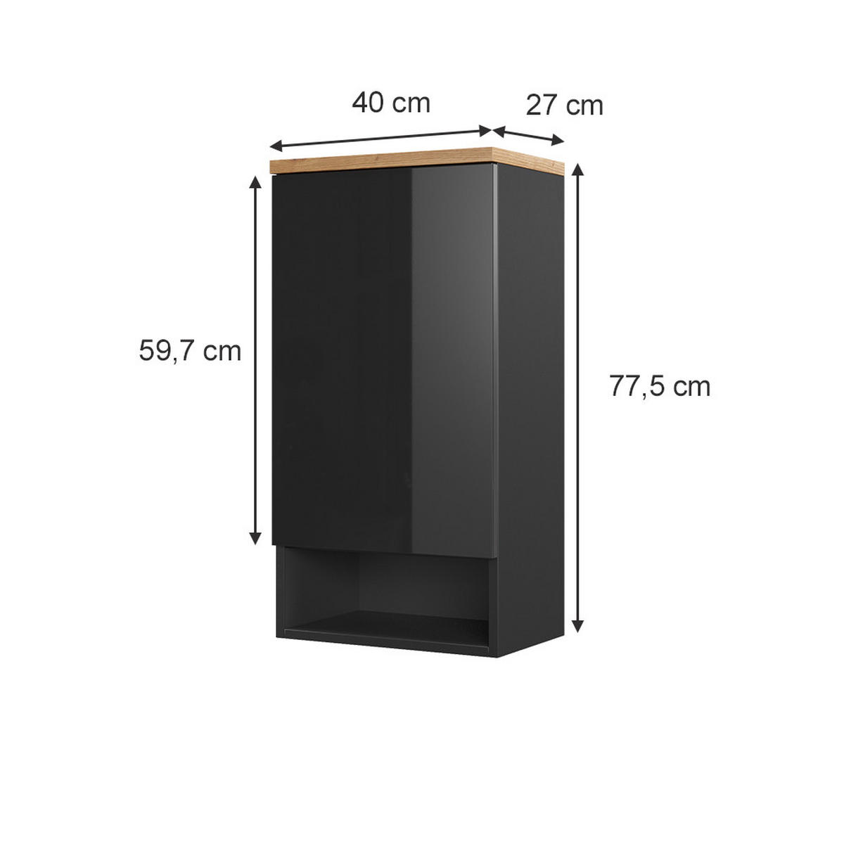 BADSCHRANK Eden Anthrazit 40 x 77.5 cm - Anthrazit, Holzwerkstoff (40/77.5/27cm) - Vicco