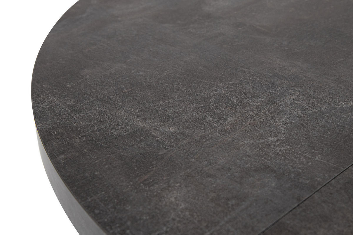 ESSTISCH ROSTEL Ausziehbar 100-180cm Rund, beton/schwarz - Dunkelgrau/Schwarz, Holz (100/180/75cm) - KONSIMO®