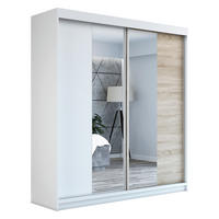 SCHWEBETÜRENSCHRANK 120 CM NEO Farbe: Weiß / weiß / sonoma - Weiß/Braun, Holzwerkstoff (120/215/59.5cm) - A&J MöbelLand