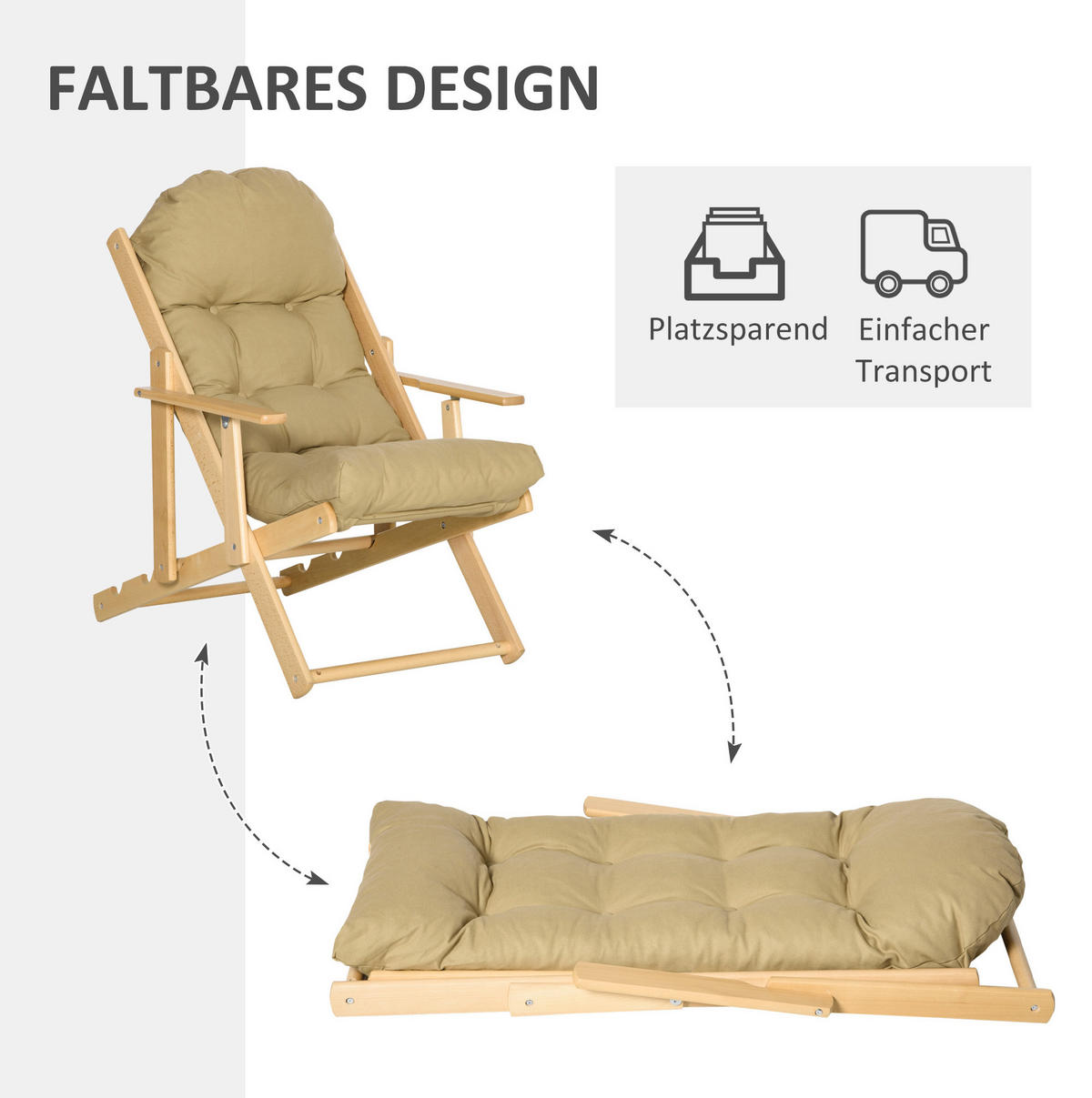 KLAPPBARER Relaxsessel in Braun 89x71x96 cm mit 3-fach verstellbarer Rückenlehne - Braun, Kunststoff (71/96/89cm) - IVMEU