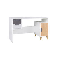 KINDERSCHREIBTISCH JUSTIN 13 130 cm breit in Weiß / Graphit / Grau / Eiche - Eichefarben/Graphitfarben, Holzwerkstoff (130/76/55cm) - Deine Möbel 24