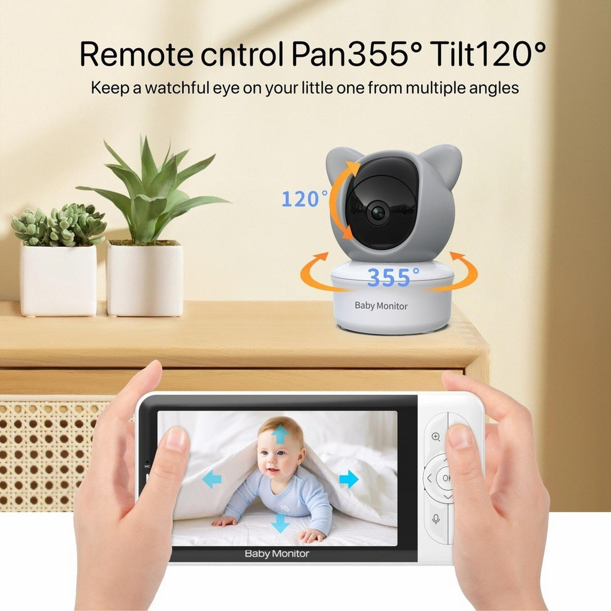 BABYPHONE, 5 Zoll HD Display，EU-Stecker - Weiß, Kunststoff - Authentics
