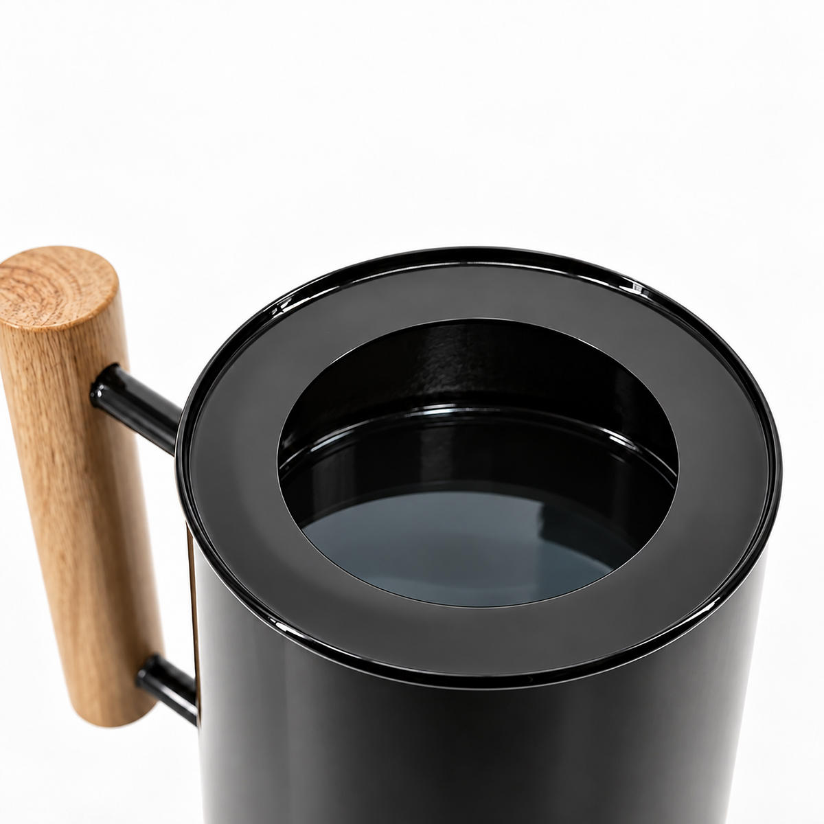 GIESSKANNE Schwarz Metall Holzgriff 1 l - Schwarz, Holz/Metall (11/17.5/27cm) - Relaxdays