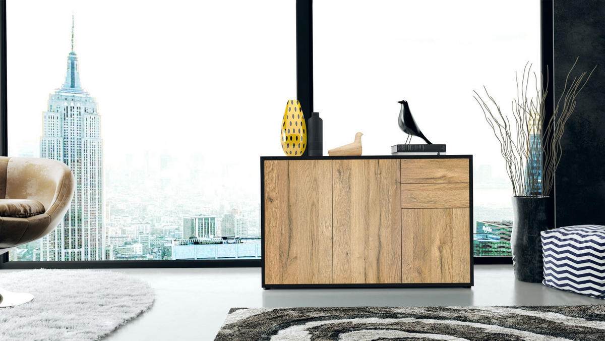 KOMMODE Ben Front in Eiche Nature - Eichefarben, Holzwerkstoff (117/74/36cm) - Vladon