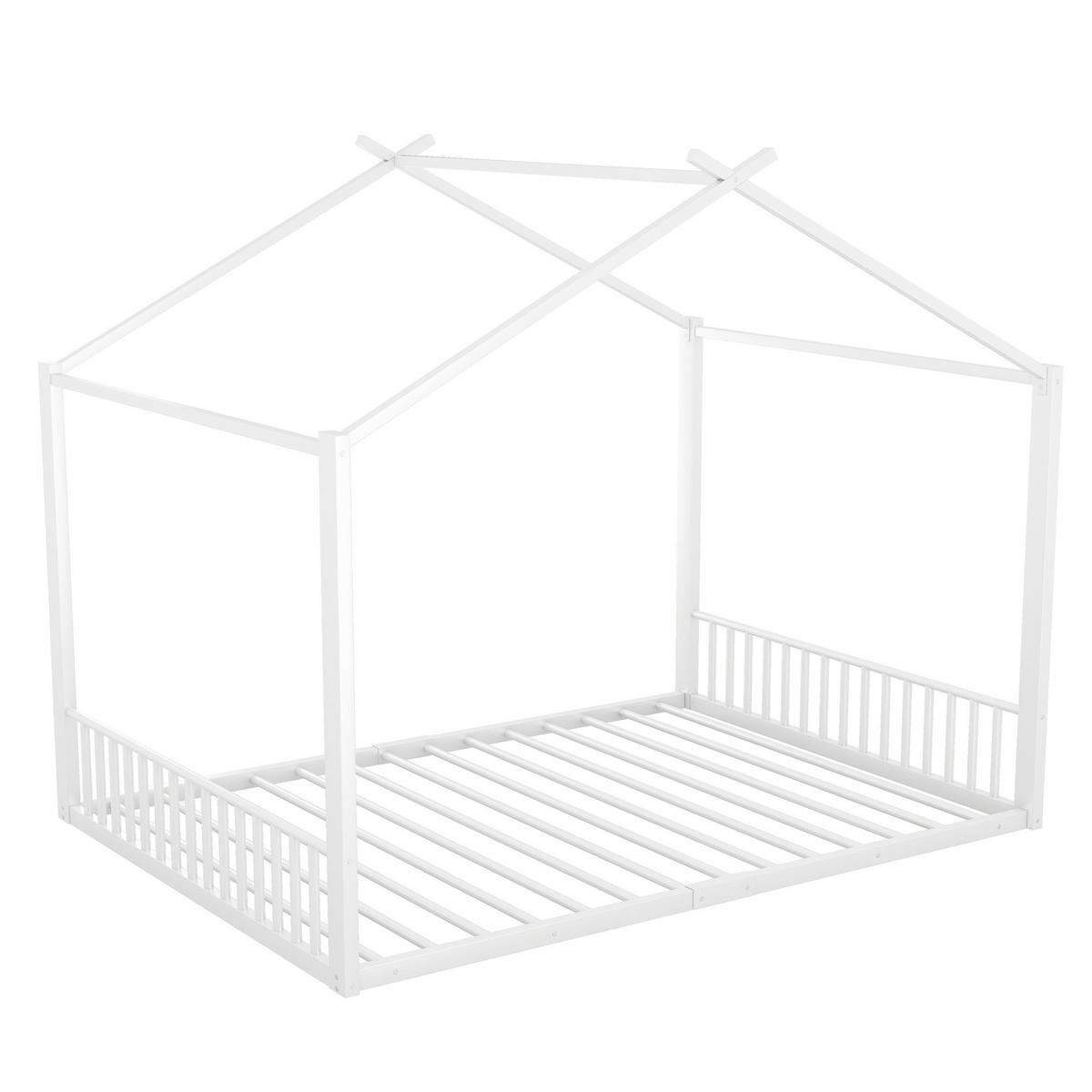 HAUSBETT 140/200 cm weiß aus Metall - Weiß, Metall (140/200cm) - OKWISH