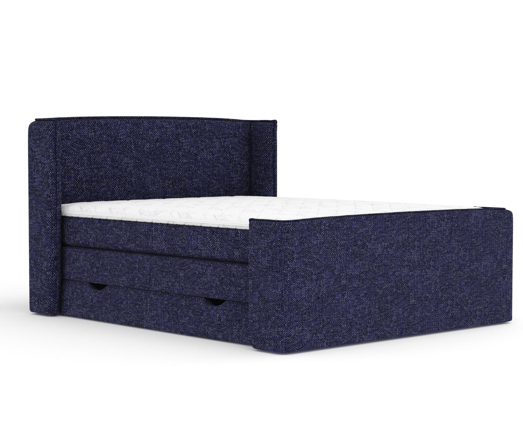 BOXSPRINGBETT Freeland Marineblau 140/200 cm mit Matratze und Topper - Schwarz/Dunkelblau, Holz/Holzwerkstoff (140/200cm) - Maison de Reve