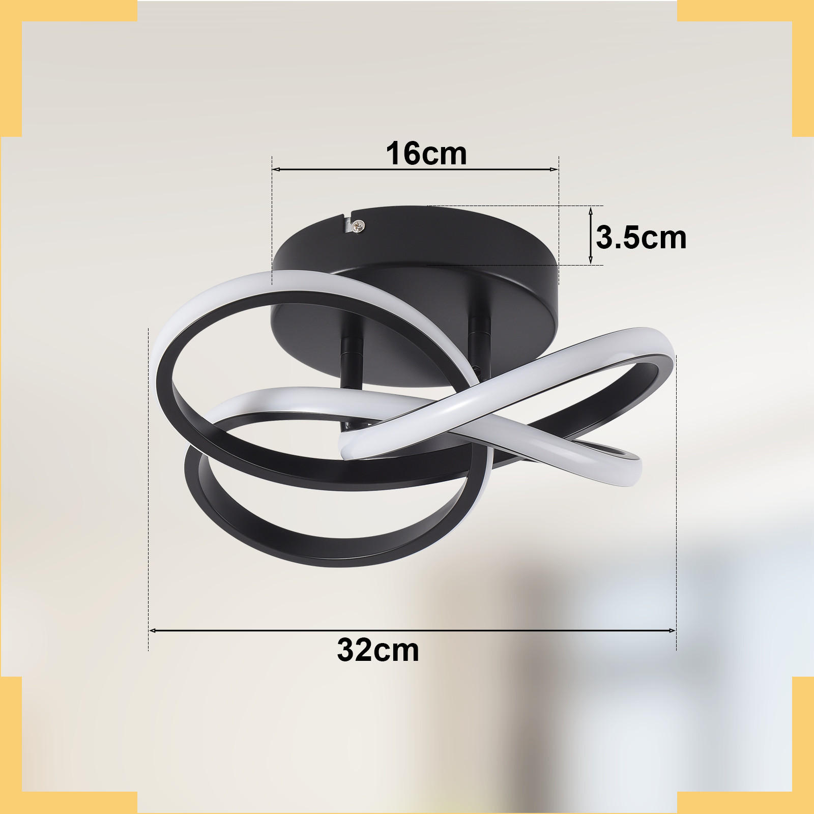 ZMH Led-Deckenleuchte Schwarz 32x16x32 cm