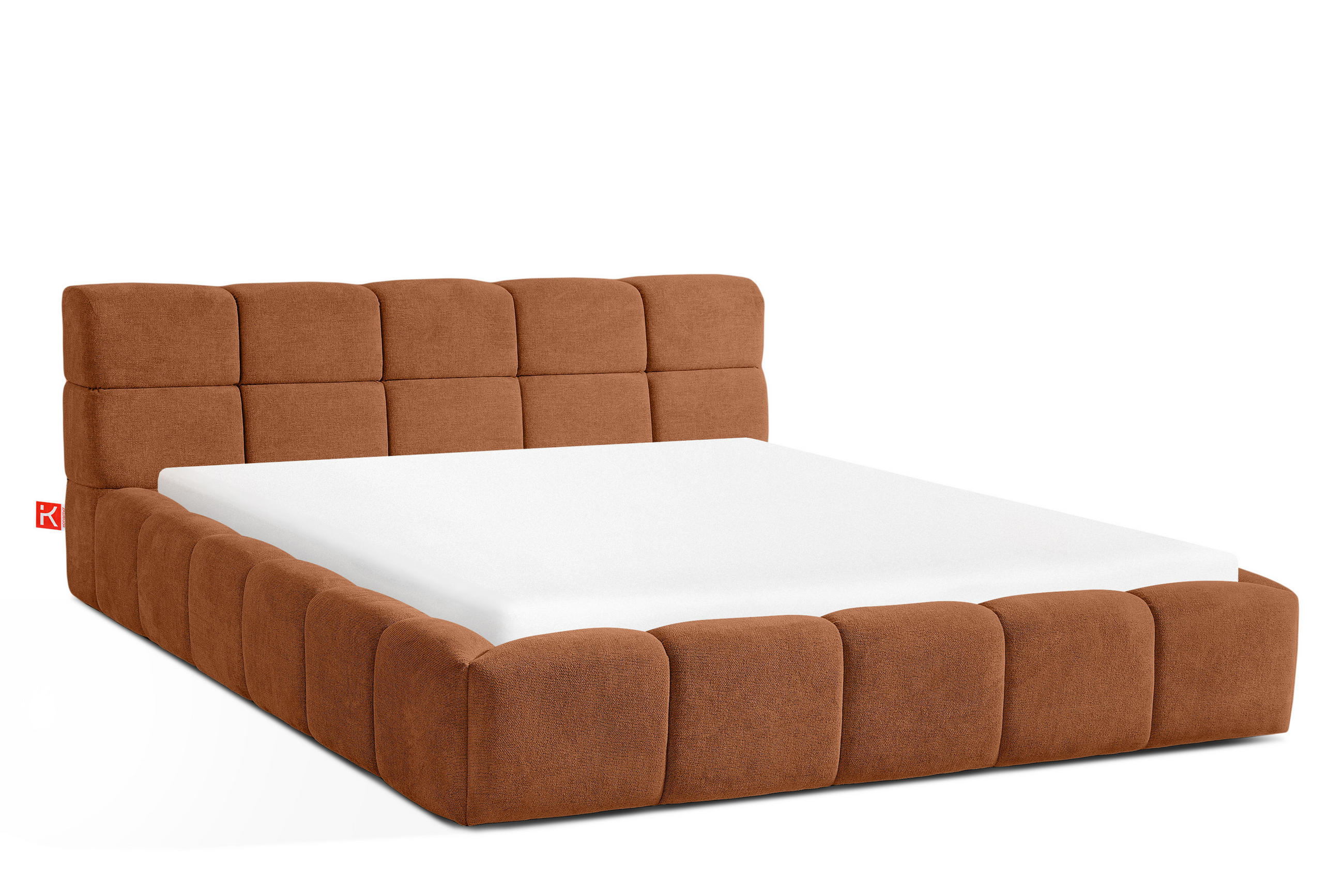 POLSTERBETT AERI 140/160/180/200 mit Rahmen und Bettkasten, orange - Orange, Holz/Holzwerkstoff (180/200cm) - KONSIMO®