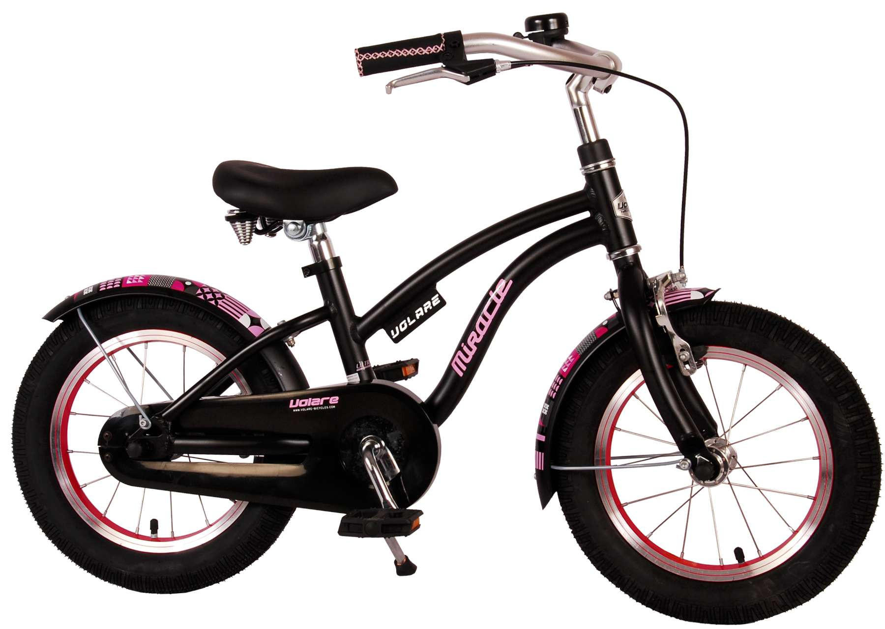 KINDERFAHRRAD Miracle Cruiser - 14 Zoll - Rücktritt + Handbremse - Mattschwarz - Schwarz, Metall (44cm) - TPFSports