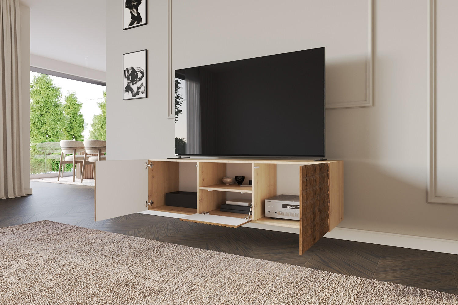 LOWBOARD VIRA-W 140x40x41 cm - Artisan / Katania - Eiche Wotan, Holzwerkstoff (140/40/41cm) - ALTDECOR