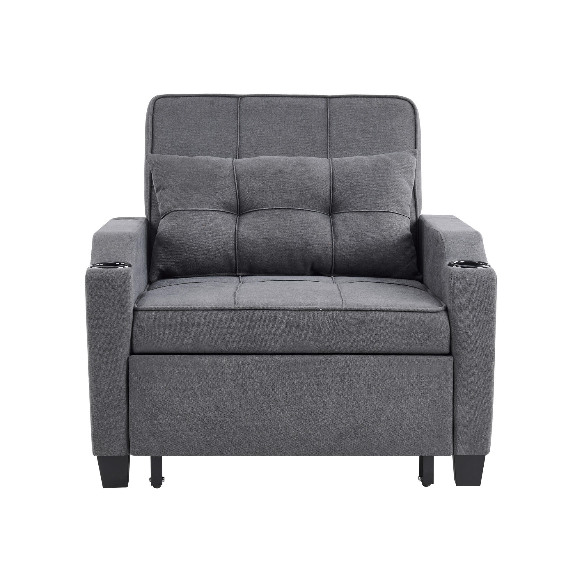 RELAXSESSEL 87/74/84 cm Dunkelgrau mit Getränkehaltern und USB Anschluss - Dunkelgrau, Textil (74/84/87cm) - Oxeza