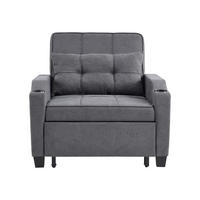 RELAXSESSEL 87/74/84 cm Dunkelgrau mit Getränkehaltern und USB Anschluss - Dunkelgrau, Textil (74/84/87cm) - Oxeza
