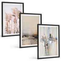 BILDER SET 3er Set - 40x60 cm Schwarzer Rahmen - Abstrakte Vegetationsmuster - Schwarz, Kunststoff (40/60cm) - TULUP