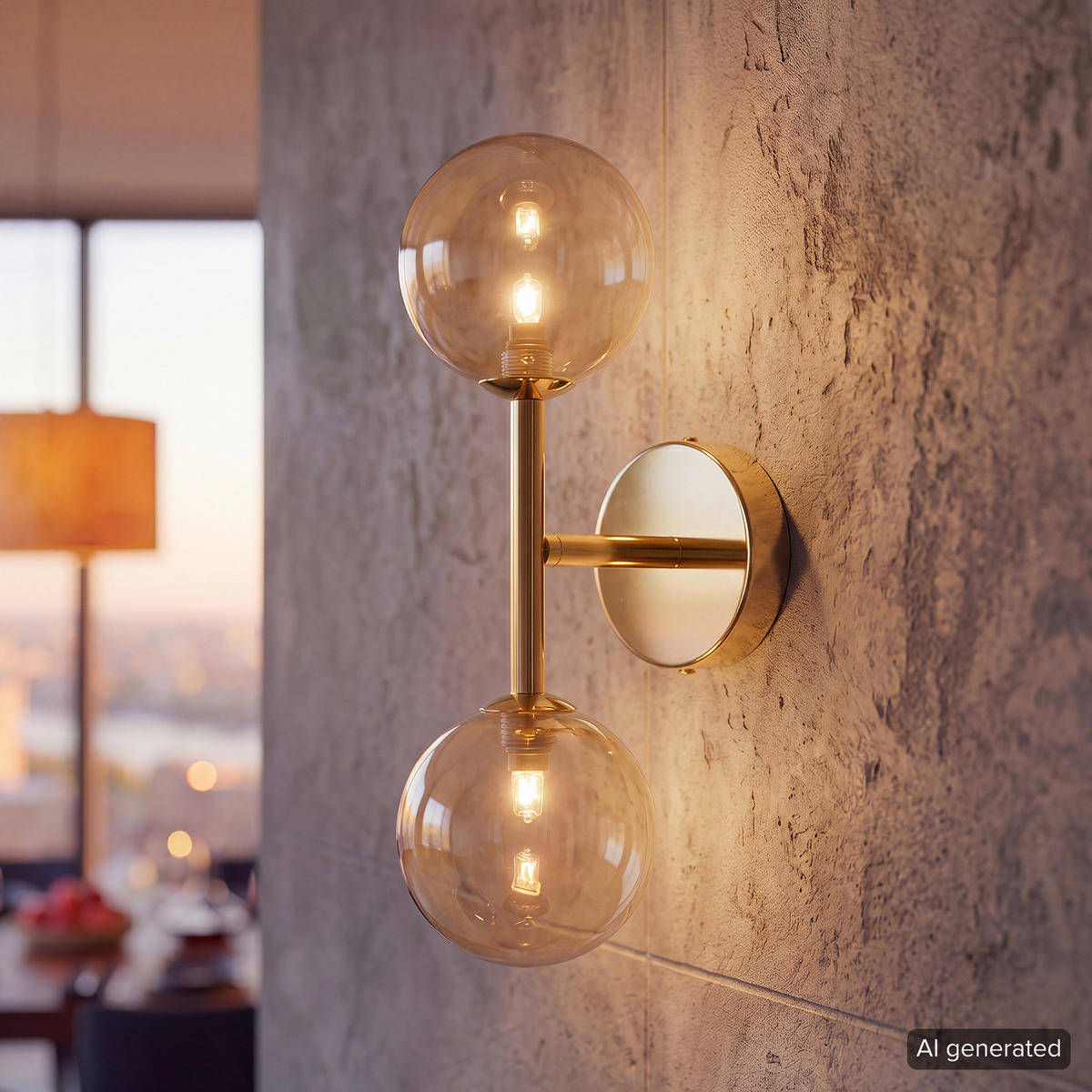 WANDLEUCHTE - Metall - Goldfarben, Glas/Metall (38/19/12cm) - home24