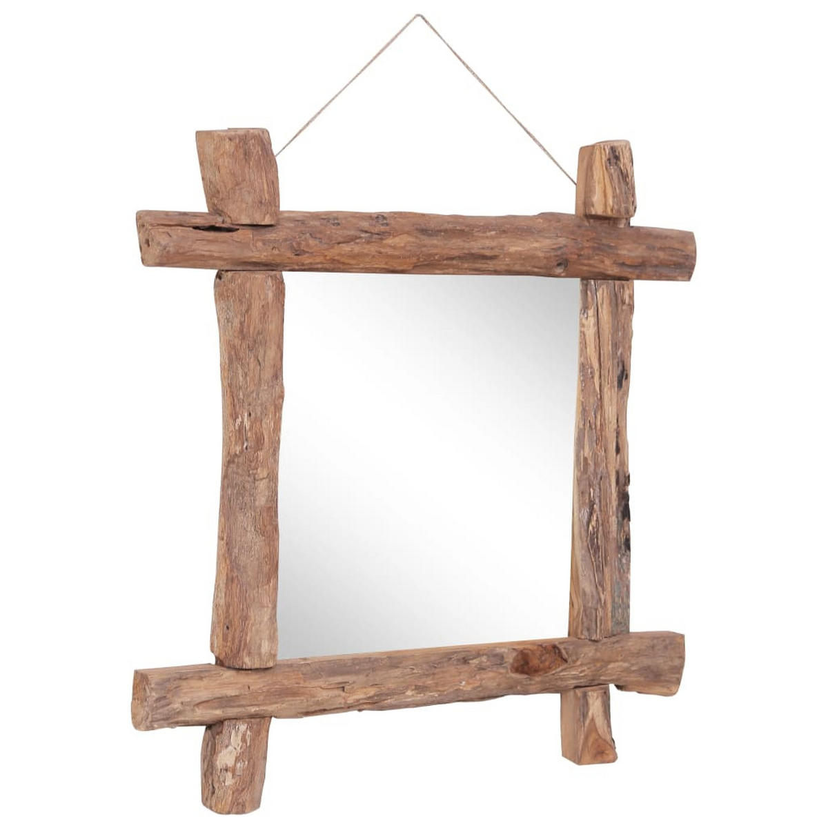 HOLZSPIEGEL Natur 70x70 cm Recyceltes Teakholz - Braun, Holz (70/70/1cm) - furnicato