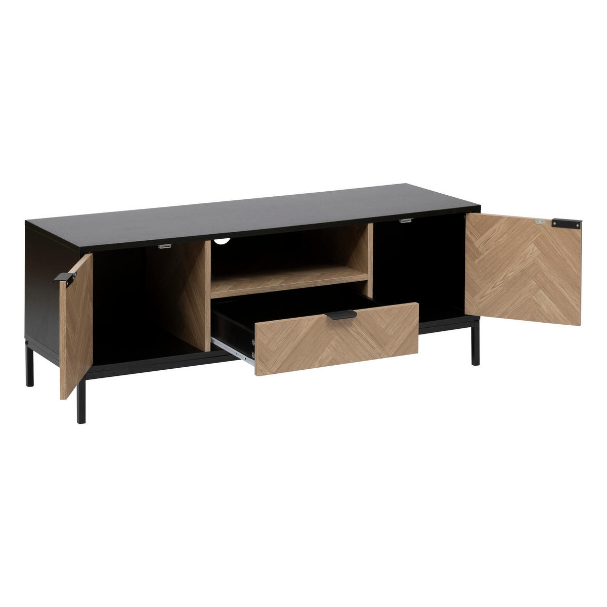 TV-SCHRANK Chevrons 120/40/45 cm - Schwarz, Metall (40/45/120cm) - 5five Simply Smart