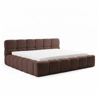 POLSTERBETT AMITY 140x200 cm in Terrakotta, gepolstertes Kopfteil, Lattenrost, Bettkasten, Bouclé-Stoff - Terracotta/Naturfarben, Holz/Textil (140/200cm) - Muffo