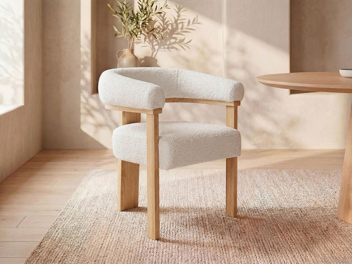 STUHL - 64 cm x 60 cm - Stoff - Naturfarben Hell, Weiß - LIVELIA - Naturfarben/Weiß, Textil (64/78/60cm) - Vente-Unique